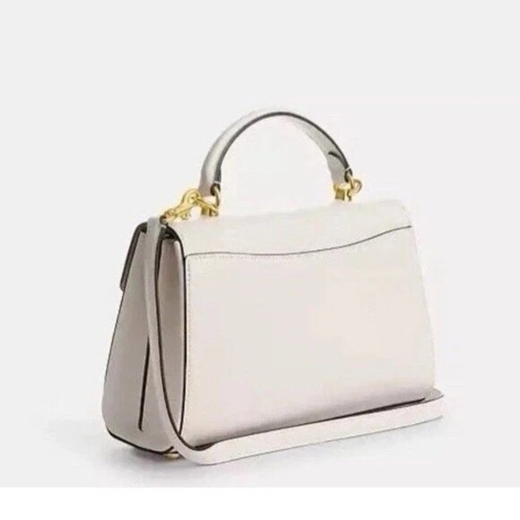 COACH Eliza Top Handle Shoulder Bag CP006 Gold/Chalk🌼NWT - Picture 3 of 7